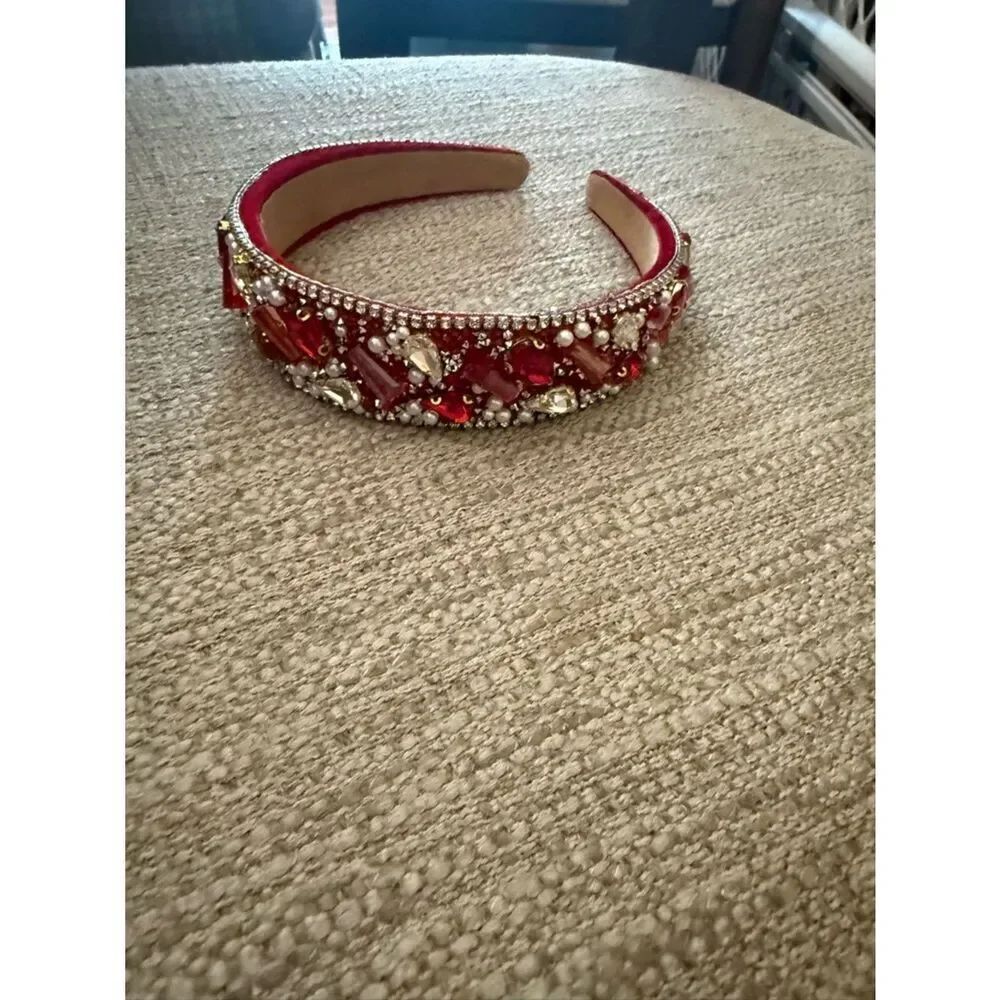 Embellished Red Jeweled Headband